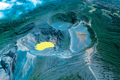 Aerial view of majestic Irazu Volcano