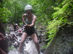 Rappell down a canyon wall